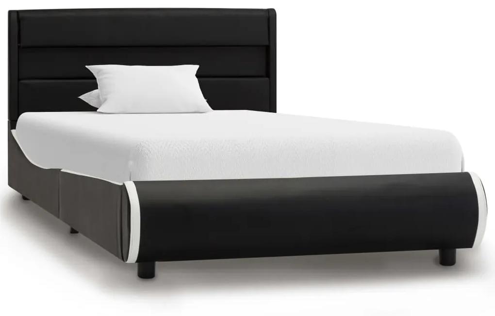 285020 vidaXL Cadru de pat cu LED, negru, 90 x 200 cm, piele artificială