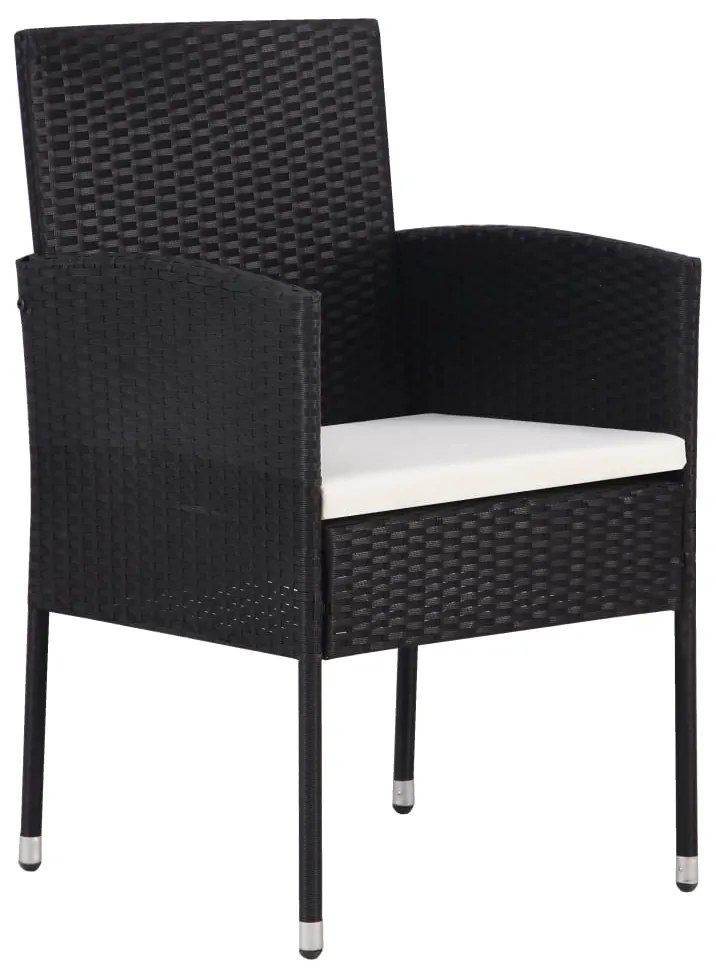 Set mobilier de gradina, 7 piese, negru, poliratan