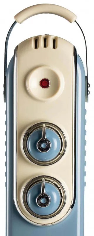 Calorifer electric cu ulei Ariete VINTAGE 0838, 2000W, 9 elementi, 3 trepte, Indicator de putere, Rotite pivotante 360°, Maner, Albastru
