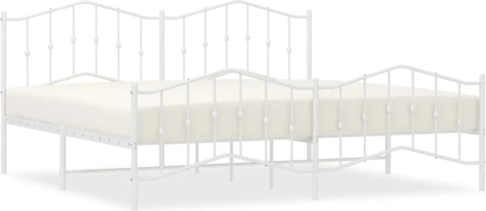 vidaXL Cadru pat metalic cu tăblie de cap/picioare , alb, 200x200 cm