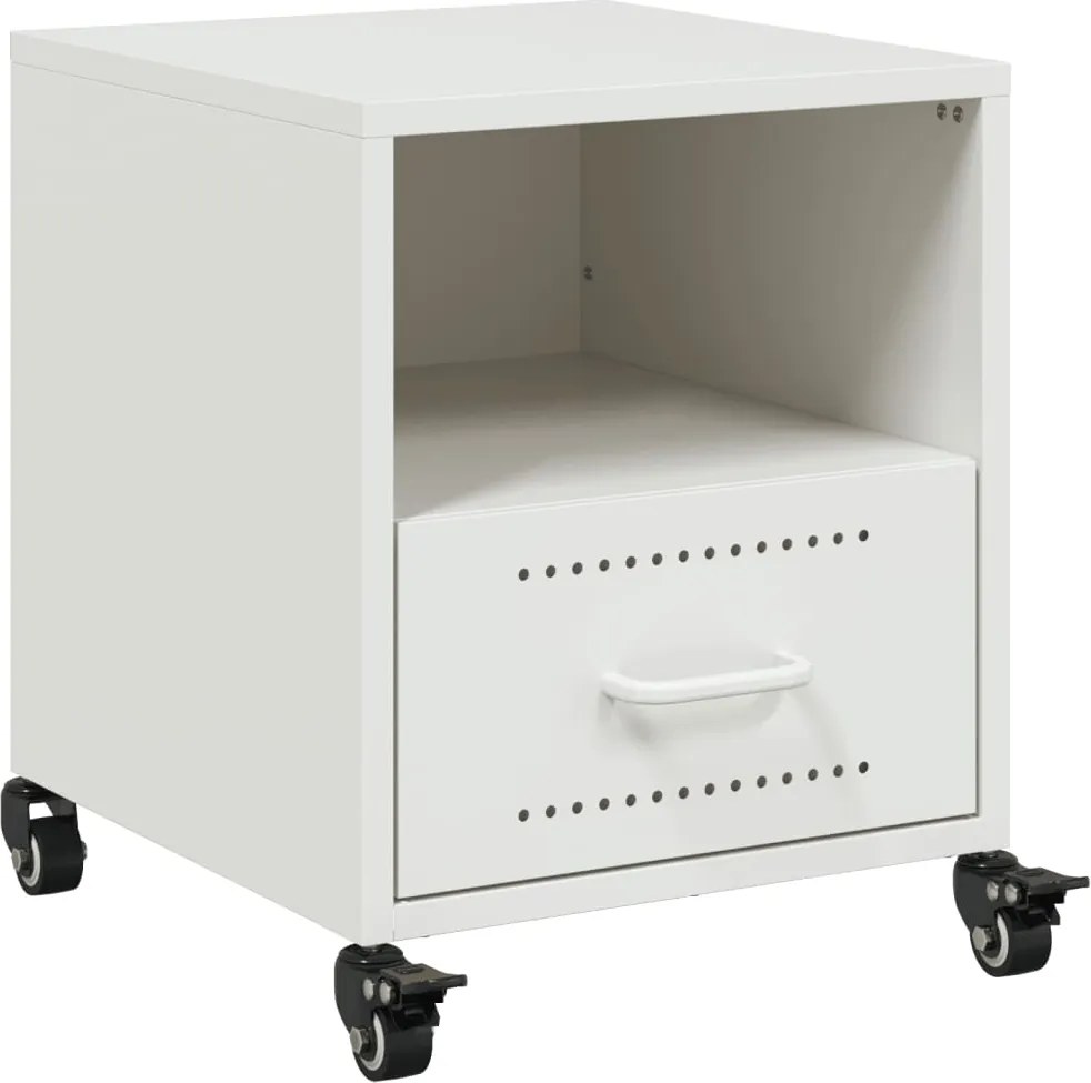 vidaXL Noptieră, alb, 36x39x43,5 cm, oțel