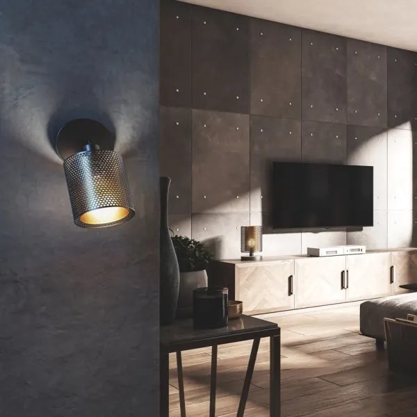 Spot de perete CHEVAL 1xE14/28W/230V negru/auriu Wofi 12106