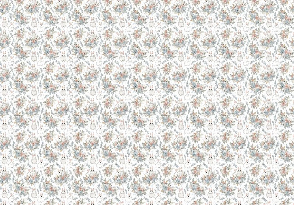 Fototapet - Iepuri și flori (152,5x104 cm)