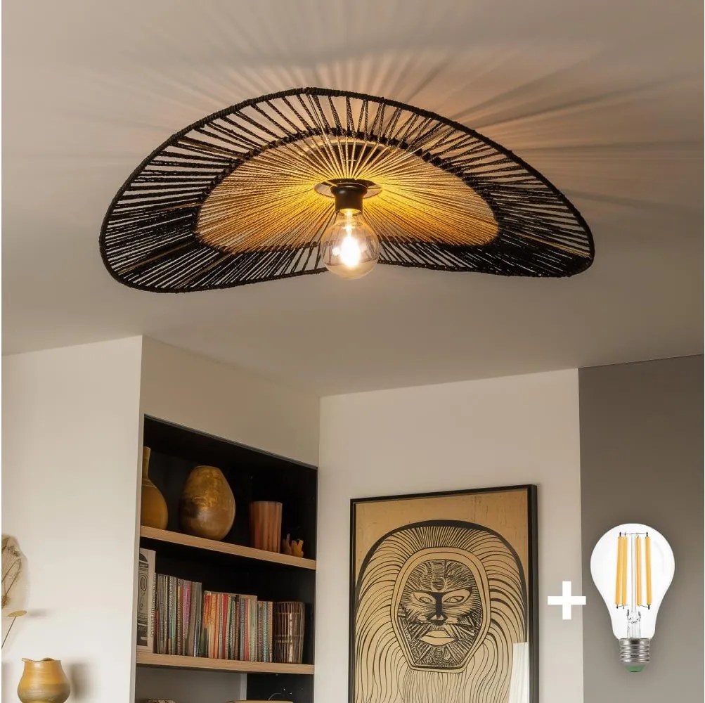 Brilagi - Lustră LED aplicată CERIA BOHO 1xE27/40W/230V, Ø 80 cm, negru/maro/stejar