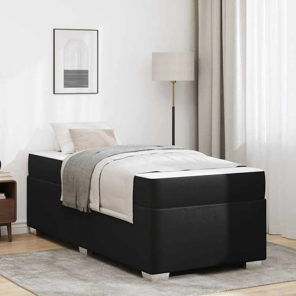 vidaXL Cadru de pat Negru 90 x 190 cm Piele artificială