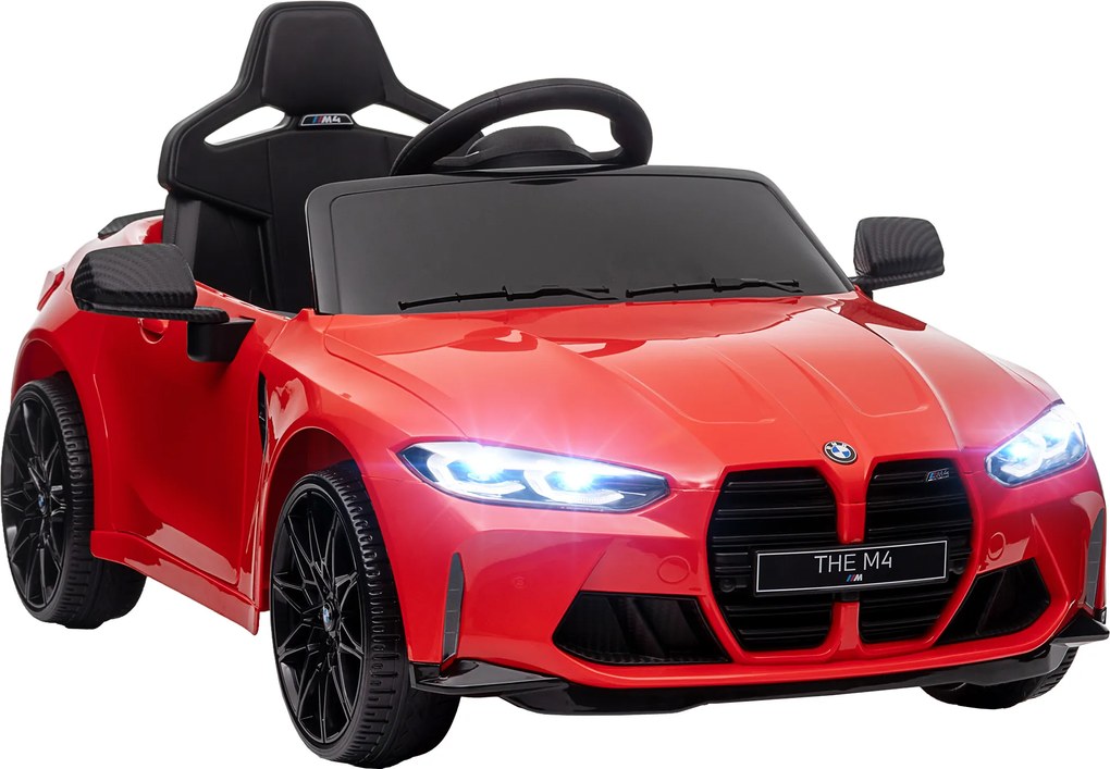 AIYAPLAY Mașinuță Electrică pentru Copii cu Baterie, Telecomandă, Suspensie, Muzică, Claxon și Lumini LED, 108x69.5x51 cm, Roșu