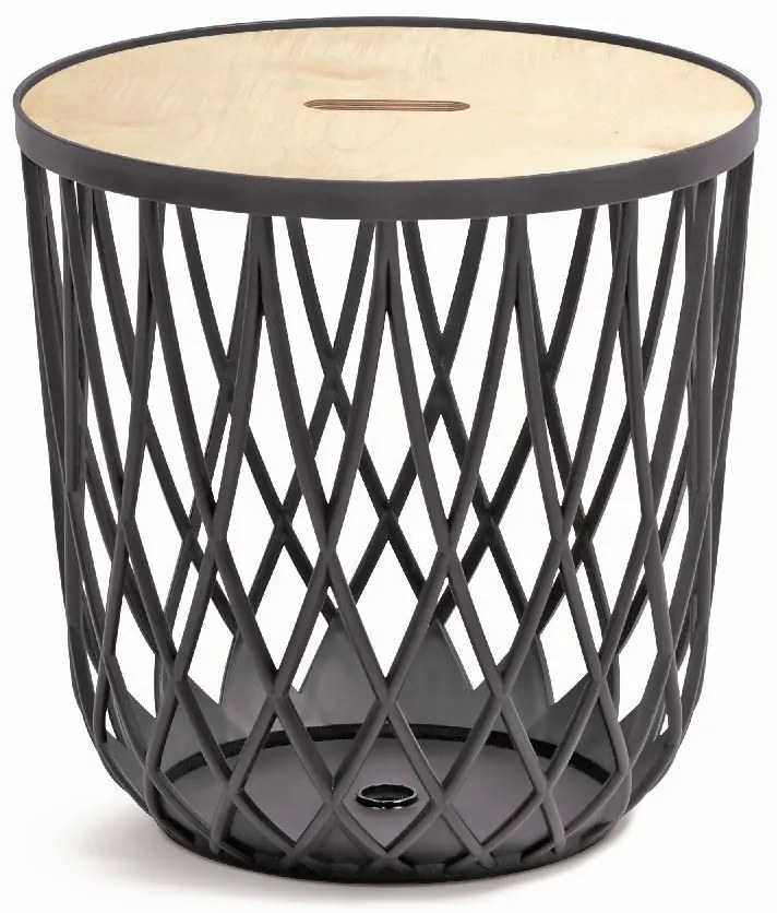 Cos universal cu capac din lemn, 35 l, lemn natural / antracit