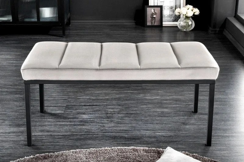 Bancheta tapitata design modern Boutique 80cm, gri deschis