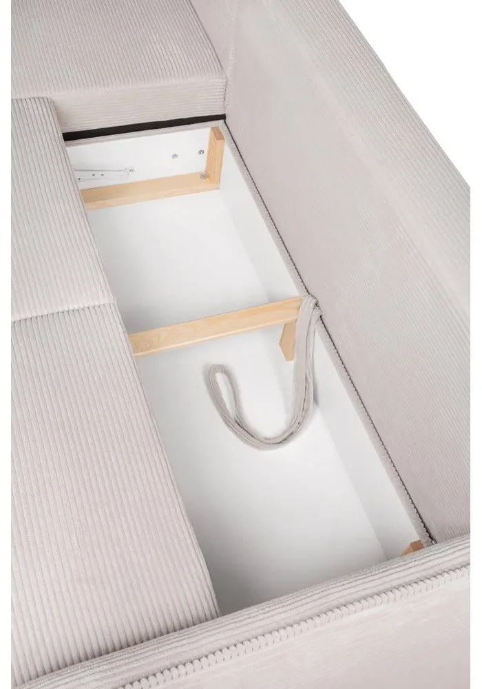 Colțar bej extensibil cu tapițerie din catifea reiată (cu colț pe partea stângă ) Tori – Bonami Selection