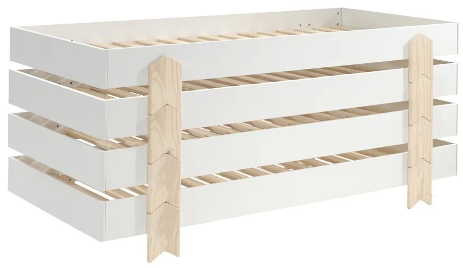 Set MODULO format din 4 Pat copii MODULO (90 x 200 cm) cu picioare Pat copii în formă de săgeată.