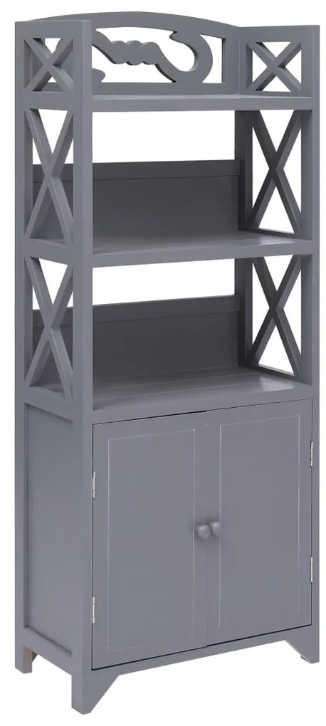 vidaXL Dulap de baie, gri, 46 x 24 x 116 cm, lemn de paulownia