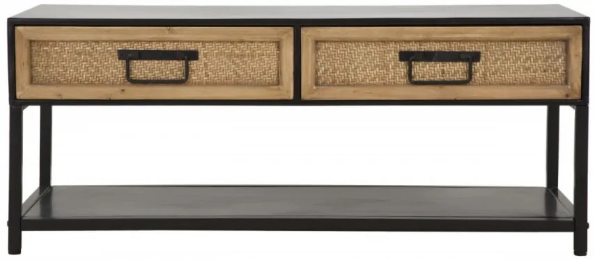 Comoda TV maro/neagra din metal si MDF, 95x38x38 cm, Hanoi Mauro Ferretti