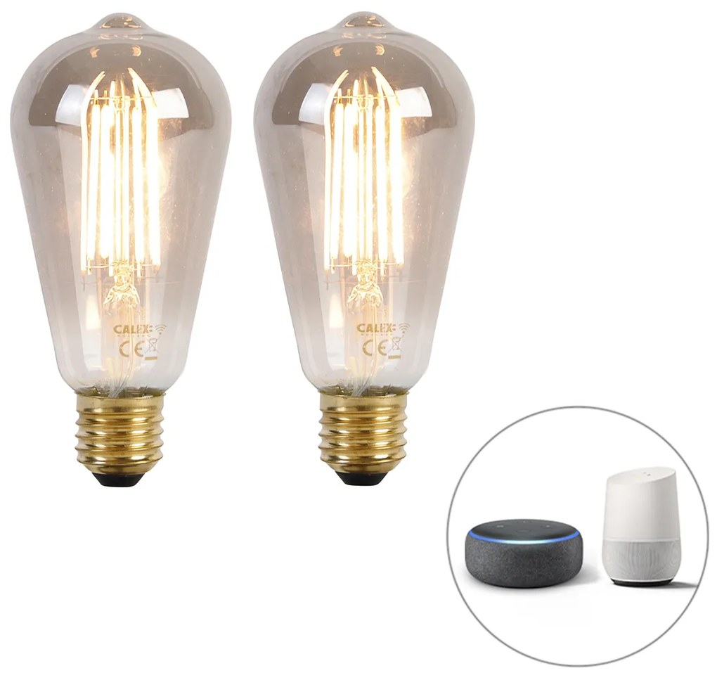 Set 2 becuri LED smart E27 ST64 fum 7W 400 lm 1800-3000K