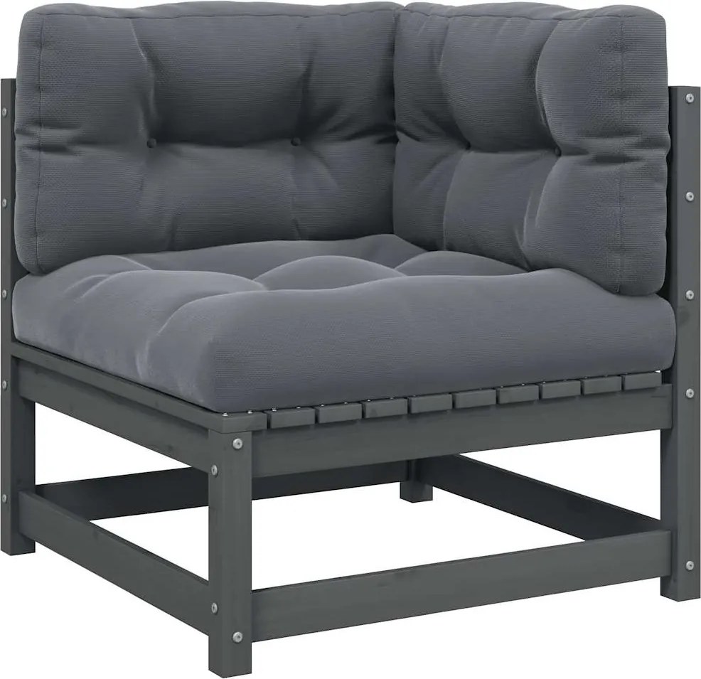 vidaXL Canapea colțar de grădină cu perne antracit, lemn masiv de pin