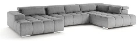 Colțar U TROPEA cu suporturi pentru cap, dreapta, gri