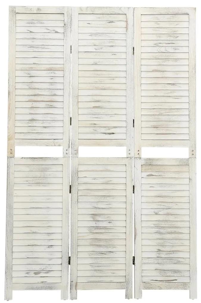 Paravan de camera cu 3 panouri alb antichizat, 105x165 cm, lemn 105 x 165 cm, 1