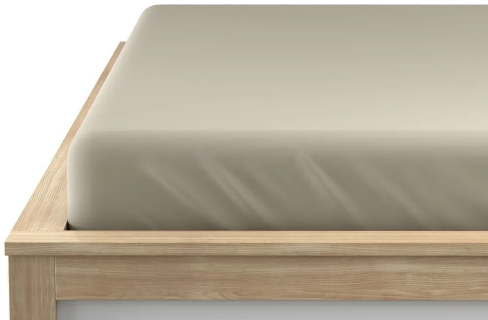 Cearsaf cu elastic din microfibra nisipiu 90 x 200 cm