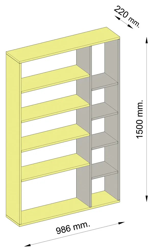 Biblioteca de perete Nova 150 x 986 x 22 cm Galben antracit