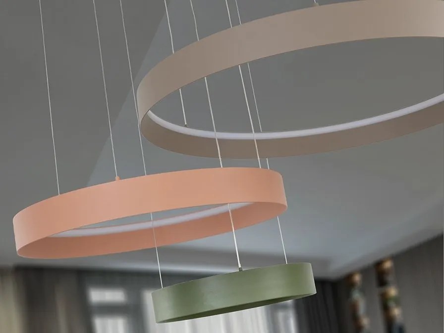 Lustra cu 3 inele colorate LED CCT si telecomanda Halos