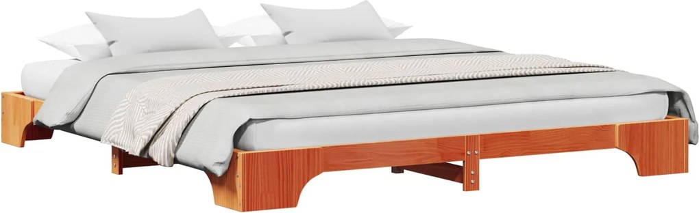 vidaXL Cadru de pat Maroniu cerat 200 x 200 cm Lemn de pin masiv