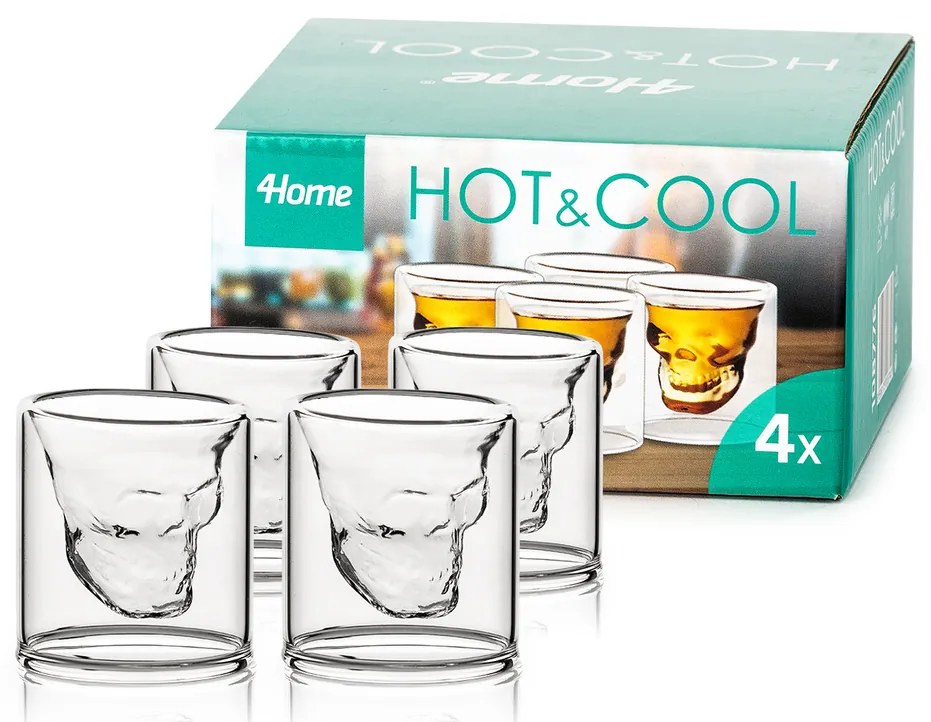 Set pahare shot 4home Skull Hot&Cool, 20 ml, 4 buc.