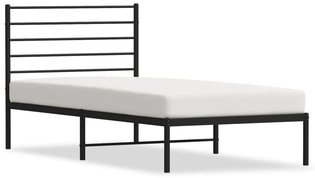 352311 vidaXL Cadru de pat metalic cu tăblie, negru, 90x190 cm