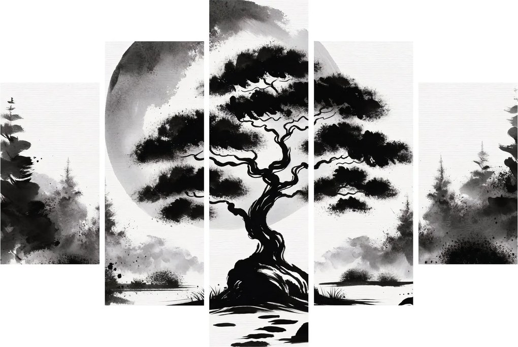 Tablou – Bonsai alb-negru (150x105 cm)