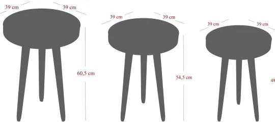 SET 3x măsuță laterală CALL neagră
