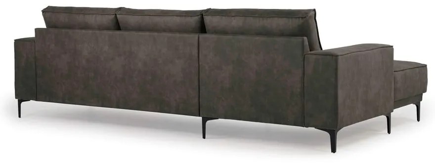 Colțar gri antracit cu tapițerie din imitație de piele (colț pe partea stângă ) Copenhagen – Scandic