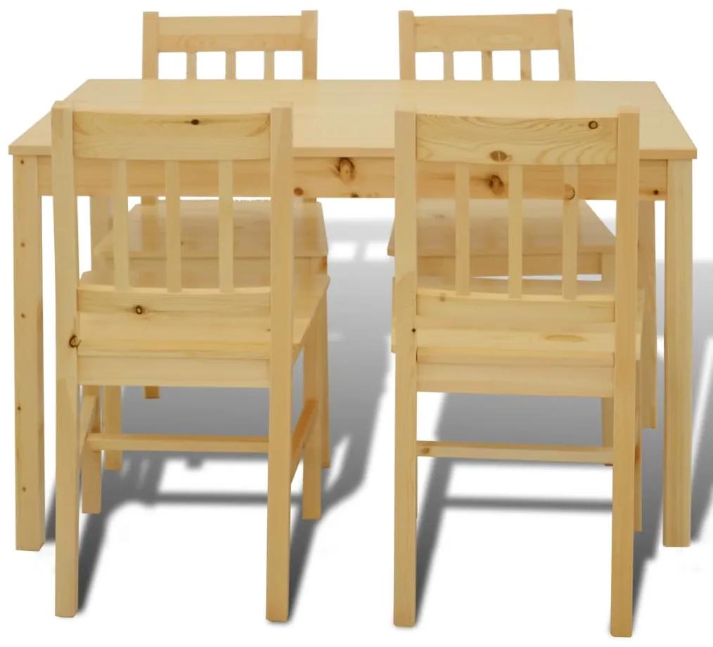 Masa de sufragerie din lemn cu 4 scaune, natural 5, Maro