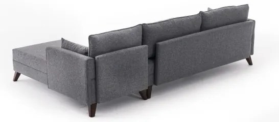 Colțar L KORFU, gri, cu șezlong pe partea dreaptă