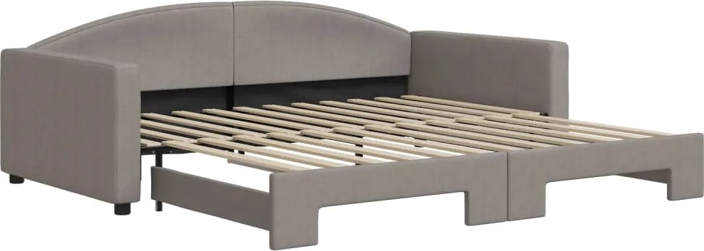 vidaXL Pat de zi cu extensie, gri taupe, 100x200 cm, textil