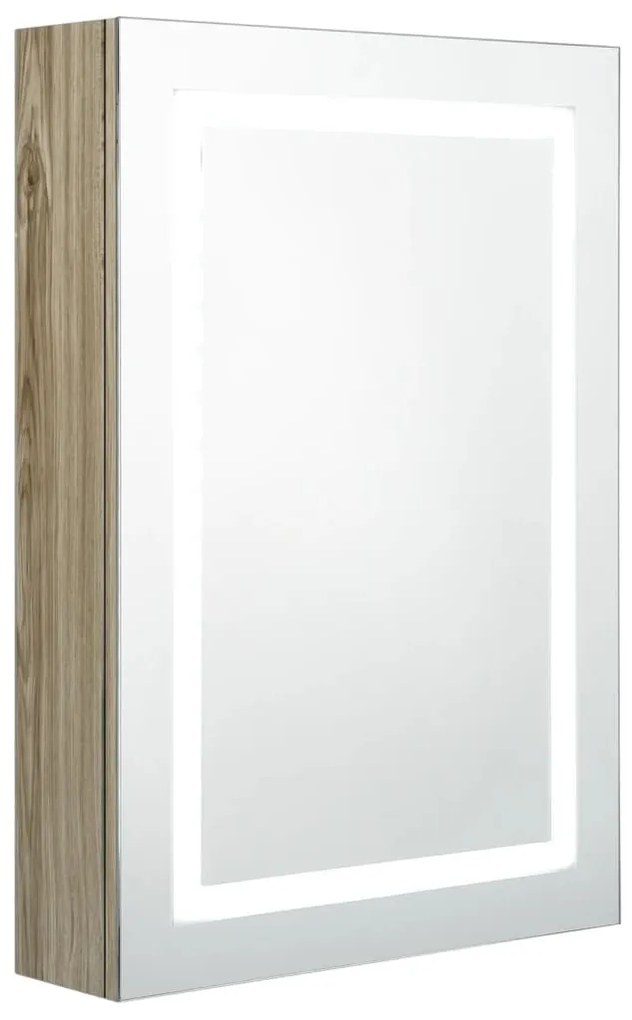 326492 vidaXL Dulap de baie cu oglindă și LED, stejar, 50x13x70 cm
