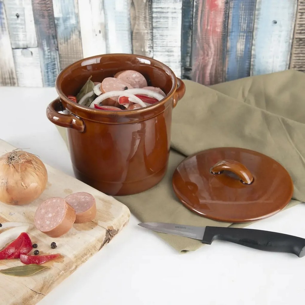 Oală de untură Orion din ceramică cu capac, 1,1 l