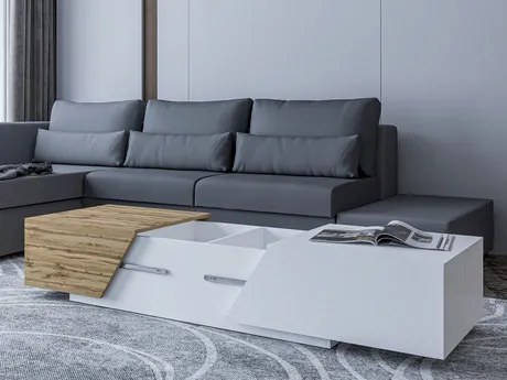 Set mobilier living Bokas II (Alb + Stejar wotan) . 1105945