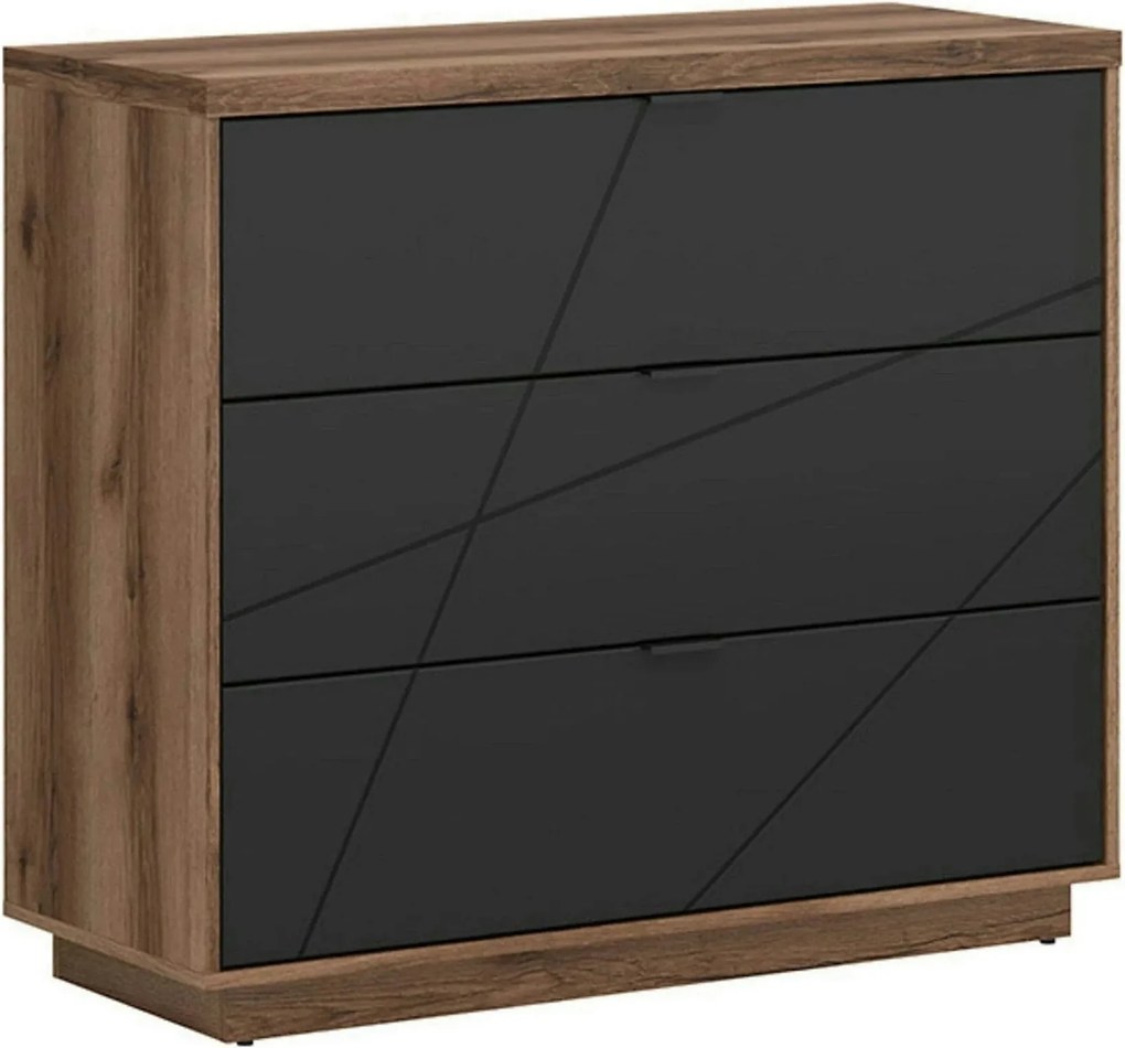 Comoda FORN, nuc/negru mat, PAL melaminat, 106x43x93 cm