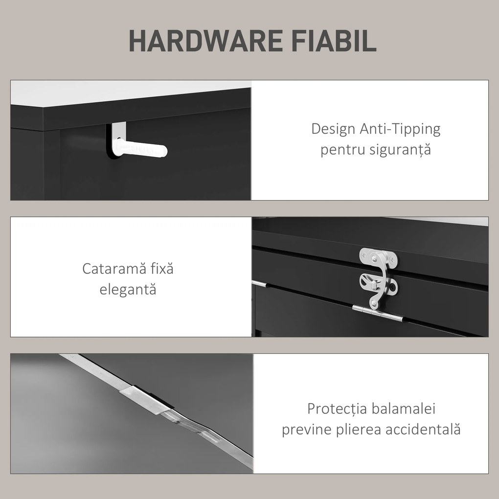 HOMCOM Birou Modern Pliabil cu Bibliotecă și Tablă, din Lemn și Metal, 98x51x153 cm, Negru | Aosom Romania