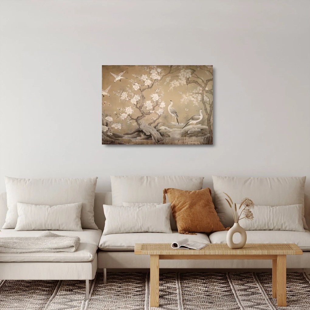Tablou pe sticlă - Desen animat peisaj japonez (70x50 cm)