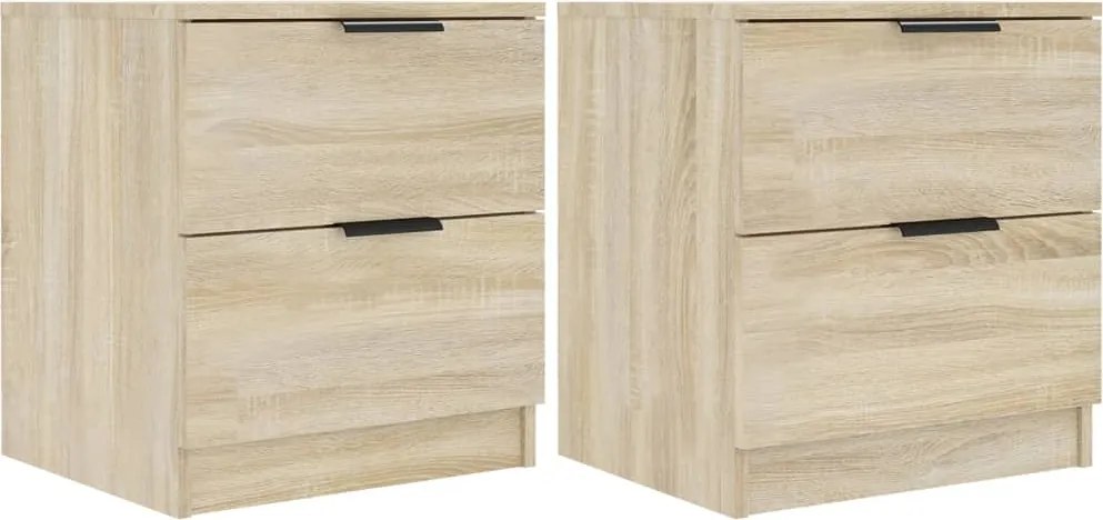 vidaXL Noptiere, 2 buc., stejar sonoma, lemn prelucrat