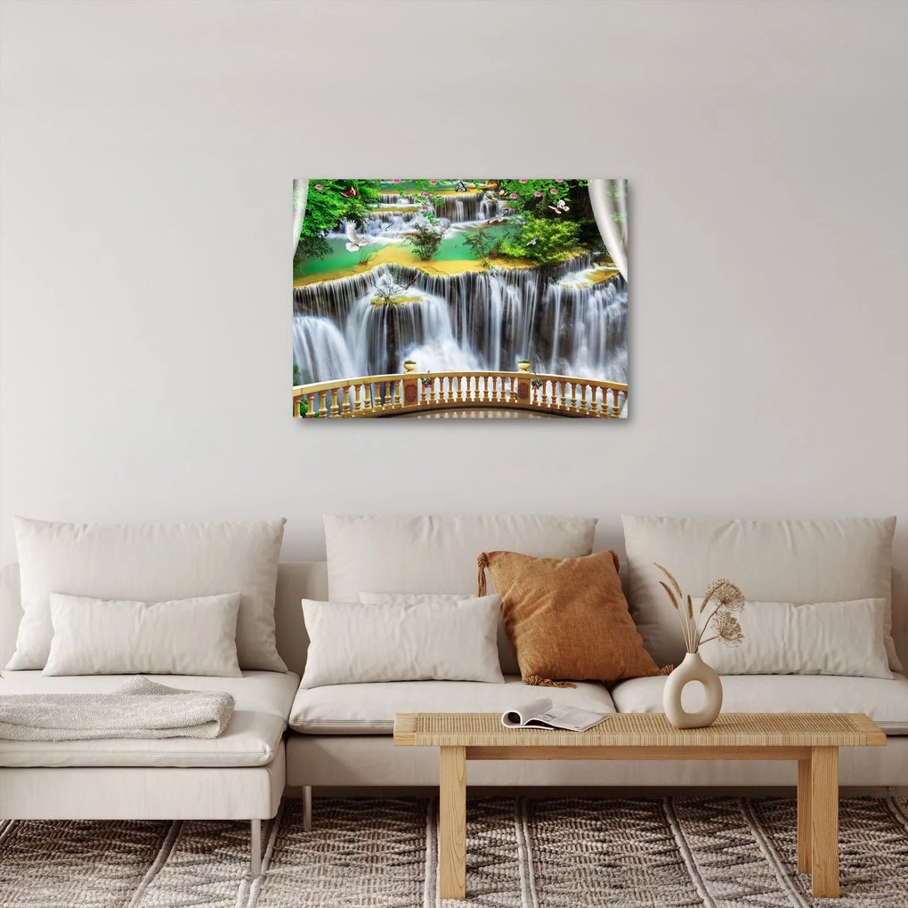 Tablou - Privire la cascade magice (70x50 cm)