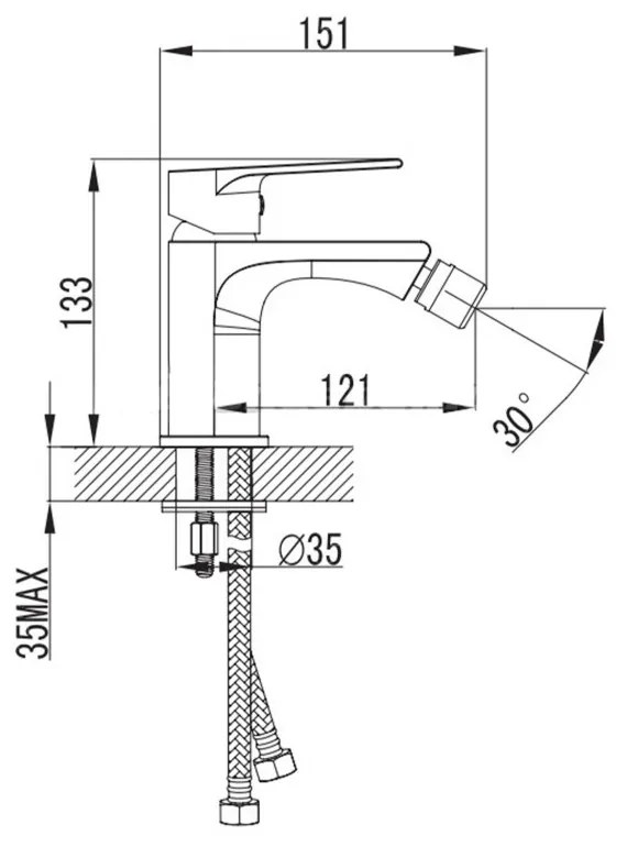 Baterie bideu Asti, monocomand