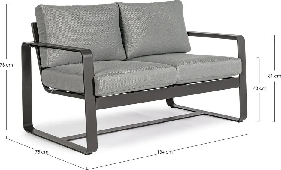 Canapea de grădină gri din aluminiu Merrigan – Bizzotto