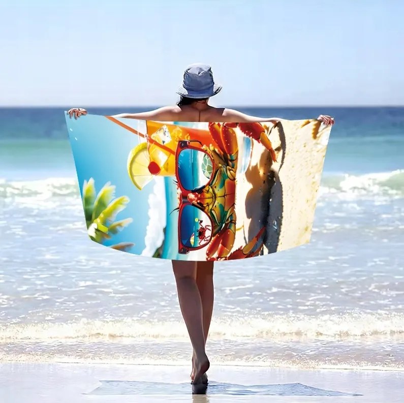 Prosop plaja JUST CHILL 100x180 cm colorat, 100% microfibra