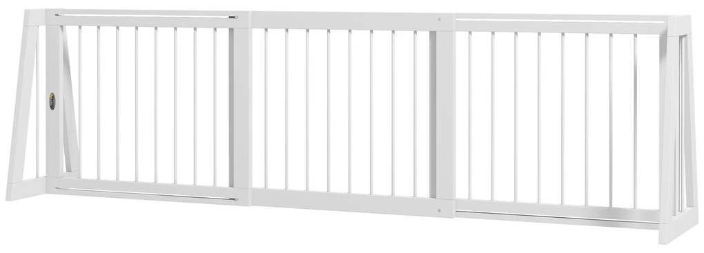 PawHut Barieră de siguranță pentru câine barieră de protecție cu 3 panouri retractabile 71-190 cm din lemn - alb | Aosom Romania