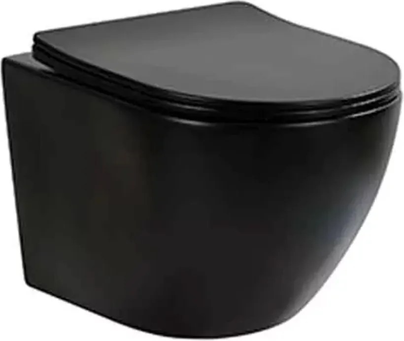 Set vas WC suspendat Fluminia Ricci Tornado si capac softclose negru mat