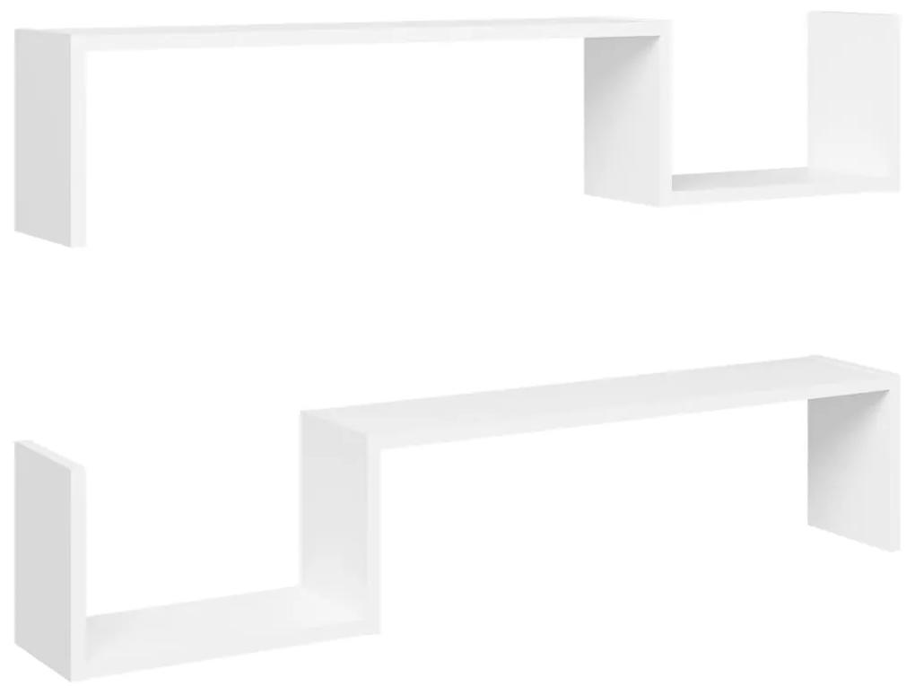 Rafturi de perete, 2 buc., alb, 100x15x20 cm, PAL 2, Alb