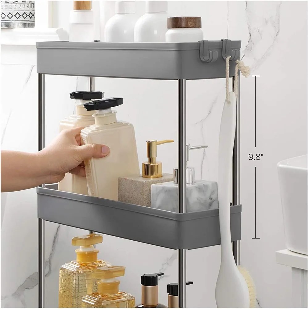 Raft cu roți SLIM, 4 niveluri, 12,5x40x86cm, gri SongmicsHome