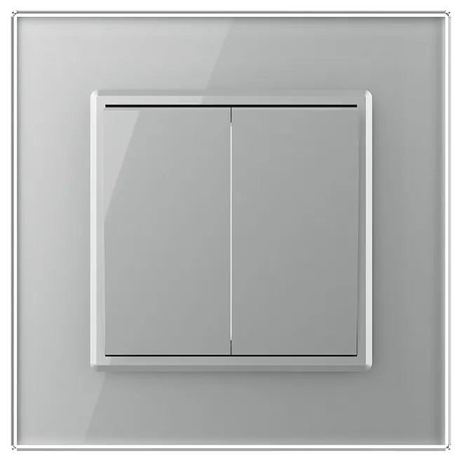 Intrerupator Dublu Mecanic Cap Scara LIVOLO cu Rama din Sticla – Serie Noua