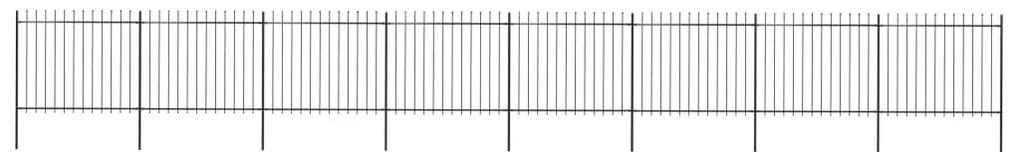 Gard de gradina cu varf sulita, negru, 13,6 x 1,5 m, otel 1, 1.5 m, 13.6 m