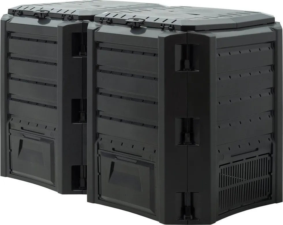 Compostor de grădină din plastic negru 800 l - 135 × 72 × 83 cm